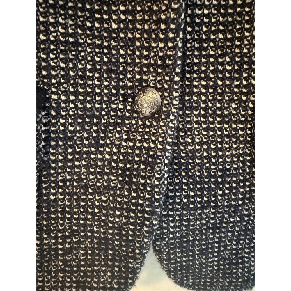 Banana Republic Women Blue Tweed Blazer Jacket Wool Blend Crest Button Size 4